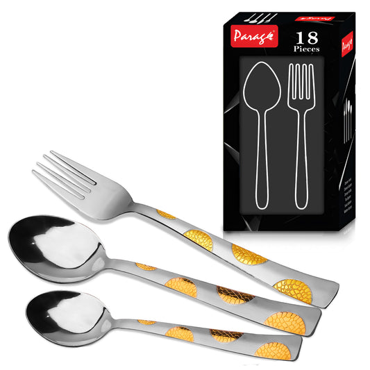 18pc Stainless Steel 24k Gold Cutlery | Moonpress Spoons Forks