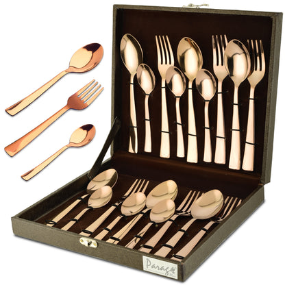 18pc Stainless Steel Rose Gold Cutlery | Gift Box | PVD Rose