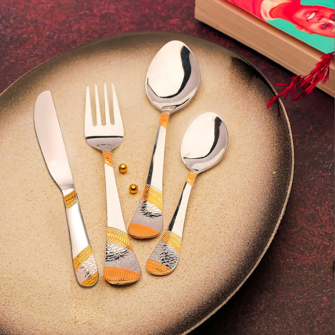 24pc Stainless Steel Golden Cutlery | Gift Box | Imperial