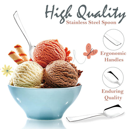 6-Piece Stainless Steel Ice Cream Spoon Set | 13.5cm, Food Grade, Durable & Stylish