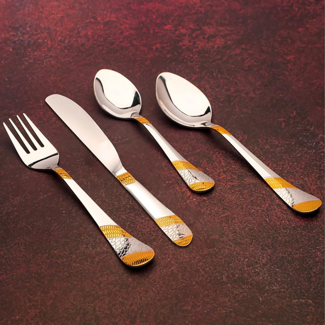 24pc Stainless Steel Golden Cutlery | Gift Box | Imperial