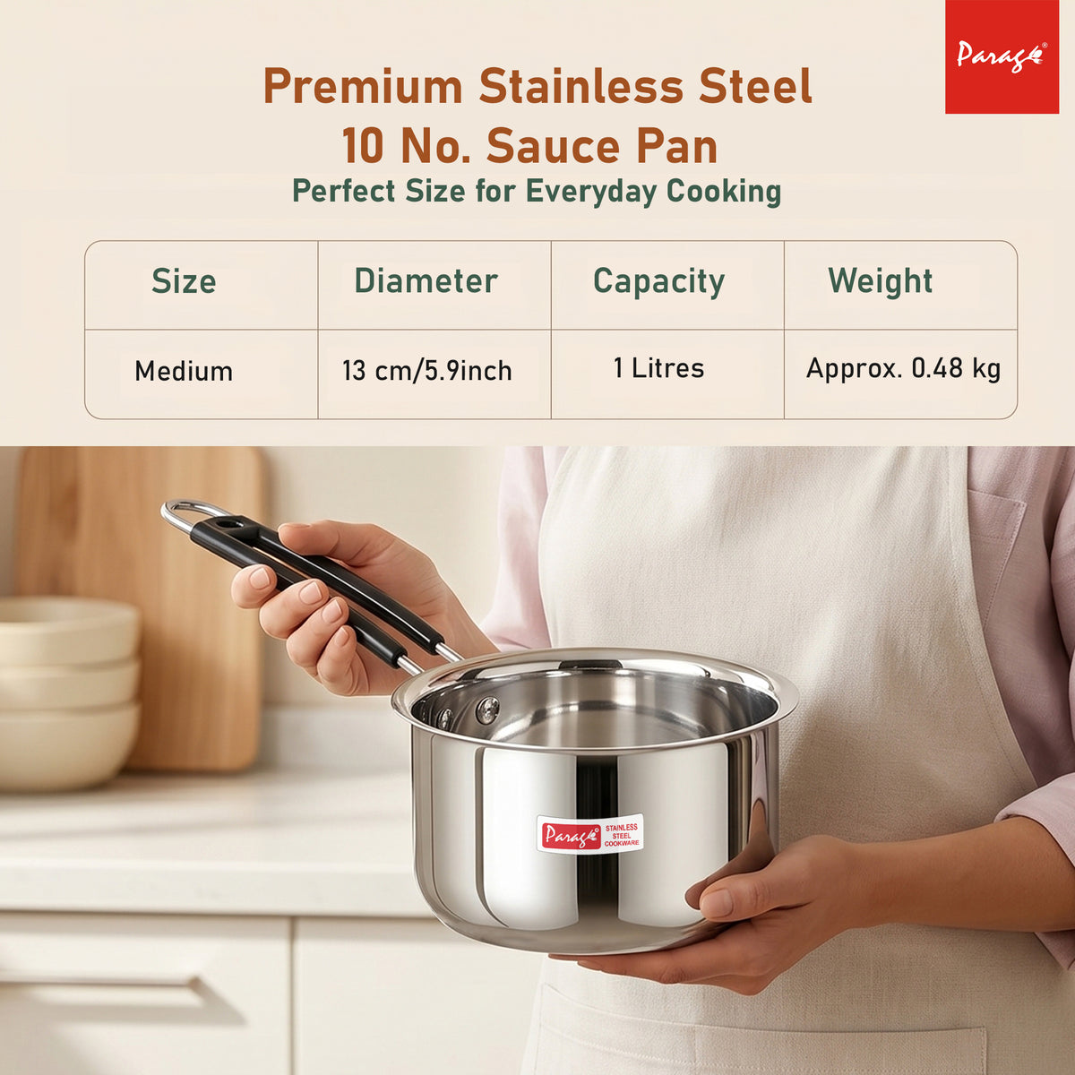Saucepan 1l Stainless Steel Silver Heavy Gauge – Parage
