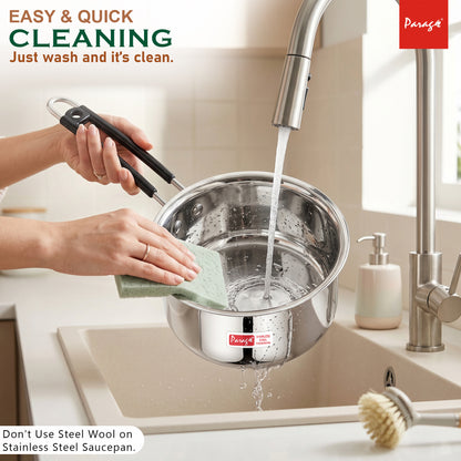 Saucepan 1l Stainless Steel Silver Heavy Gauge – Parage