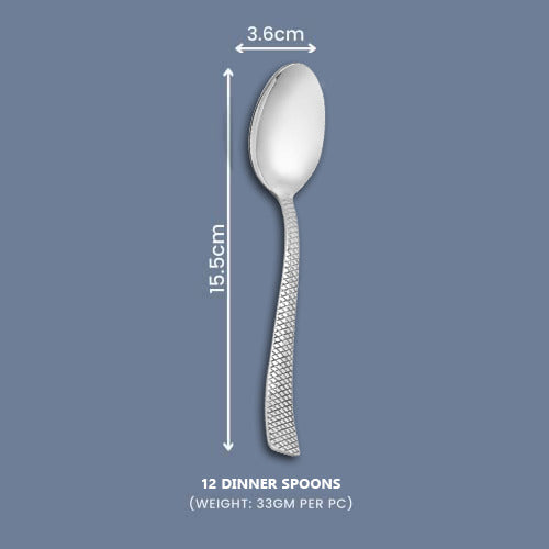 12 Pcs Stainless Steel Dinner Spoon Set with Zig Zag Design for Home & Kitchen