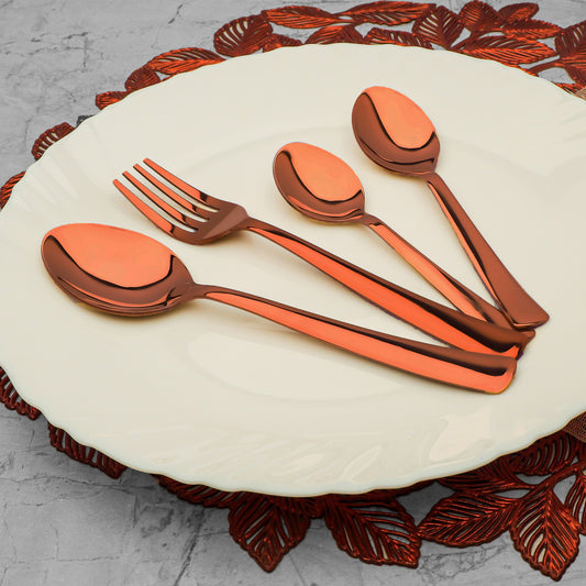 24pc Stainless Steel Rose Gold Cutlery | Spoons Forks | Dining