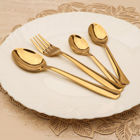 Cutlery Set | 24pc | Stainless Steel | Golden | Premium