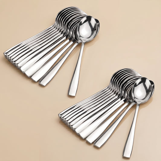 Dinner Spoon Set | 16cm, 24 pcs | Stainless Steel | Silver | Mirror Polished