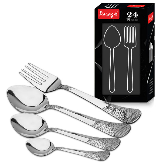 24pc Stainless Steel Cutlery | Spoons Forks Tea | Silver