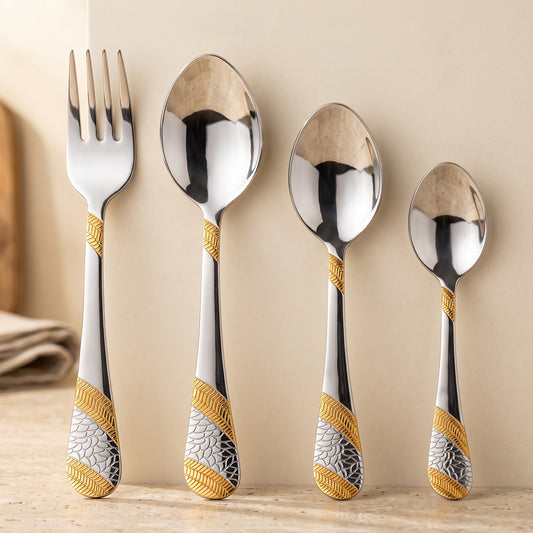 Cutlery Set | 24pc | Stainless Steel | Gold | Elegant