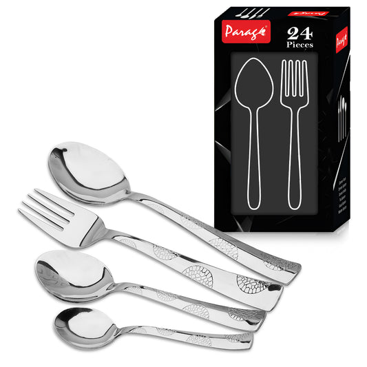 24pc Stainless Steel Cutlery | Spoons Forks Knives | Silver