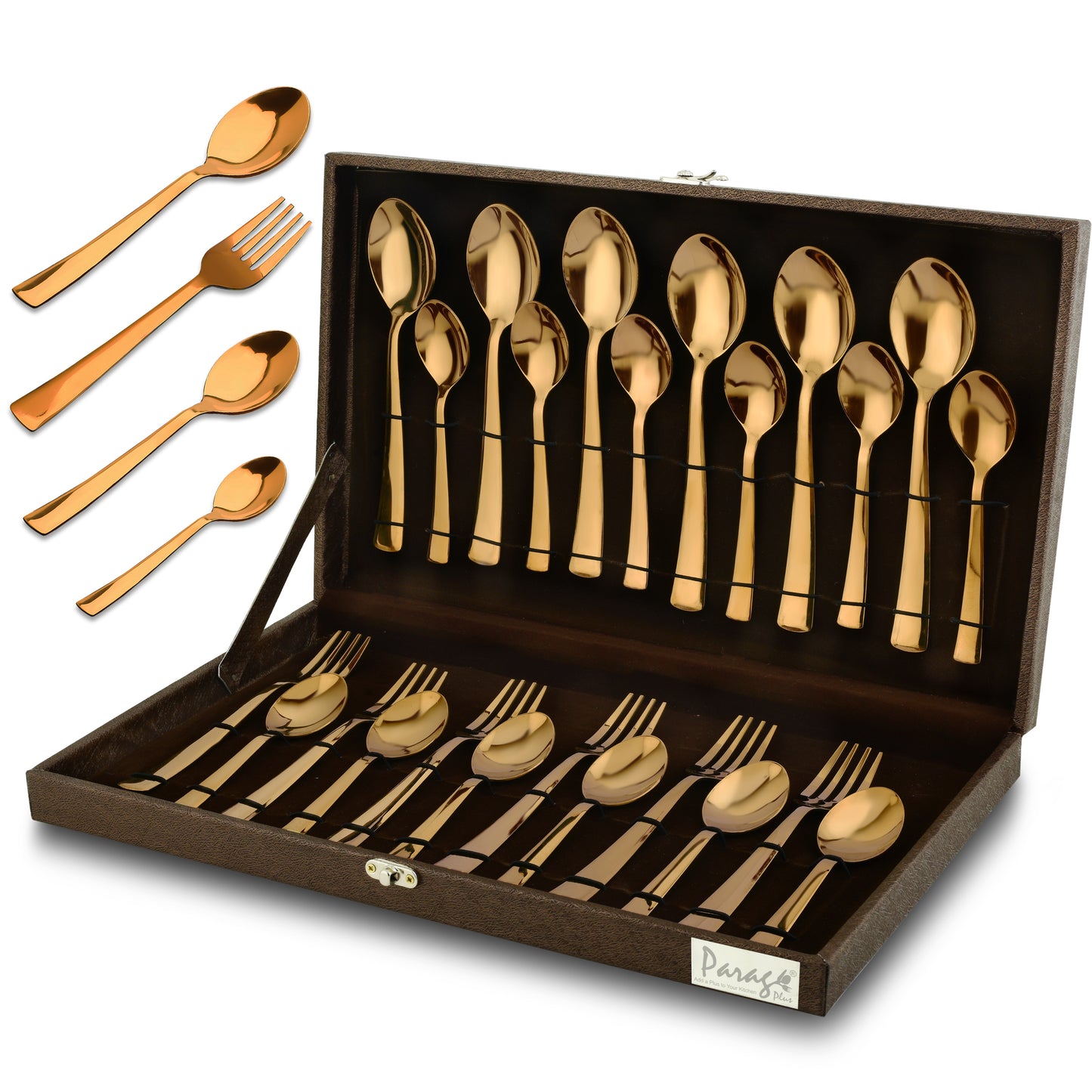 24pc Stainless Steel Rose Gold Cutlery | Gift Box | PVD Rose
