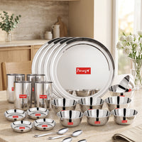 Dinner Set | 24pc | Stainless Steel | Silver | Premium