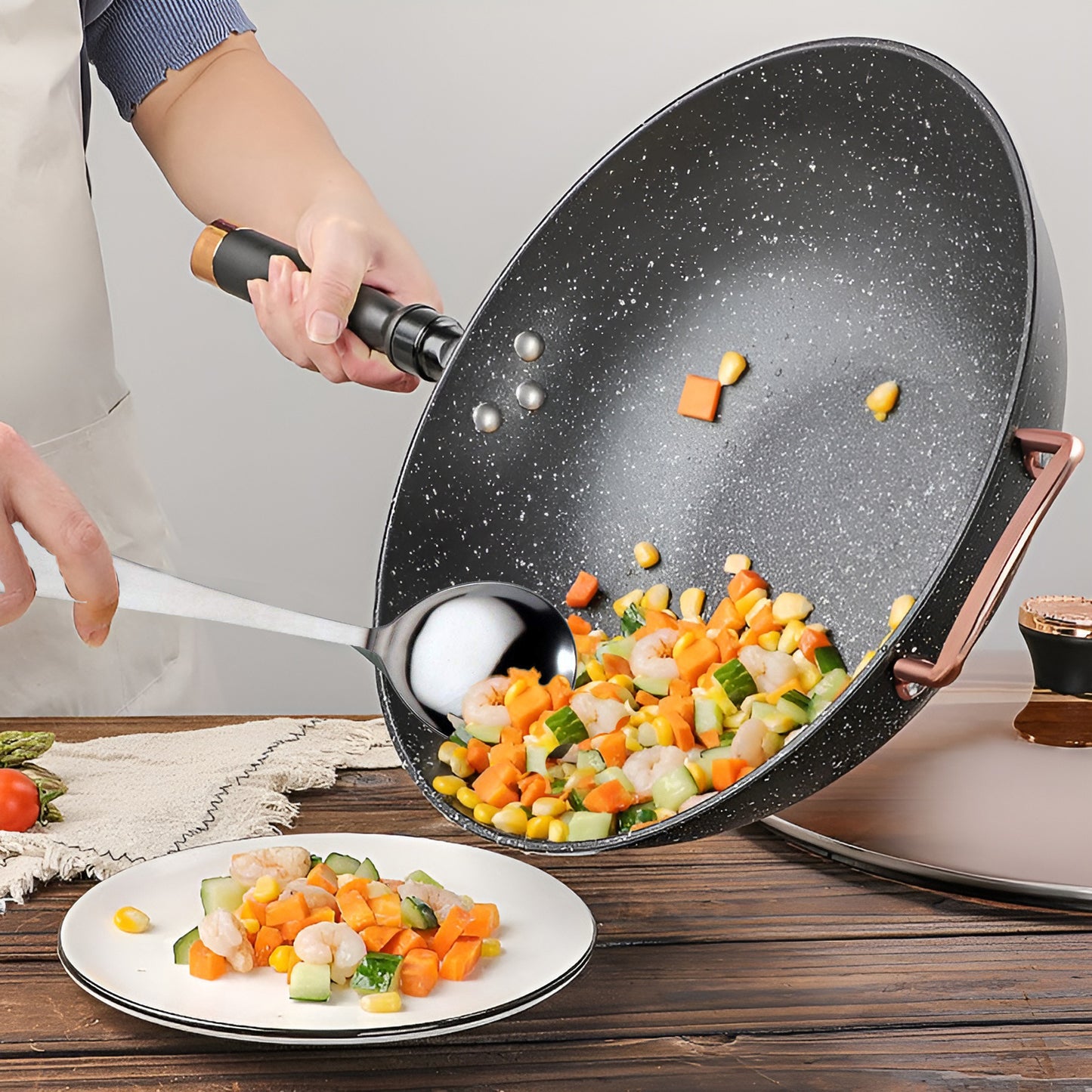 4 Pcs Stainless Steel Serving Spoon Set - Big Cooking Spoons, 21cm