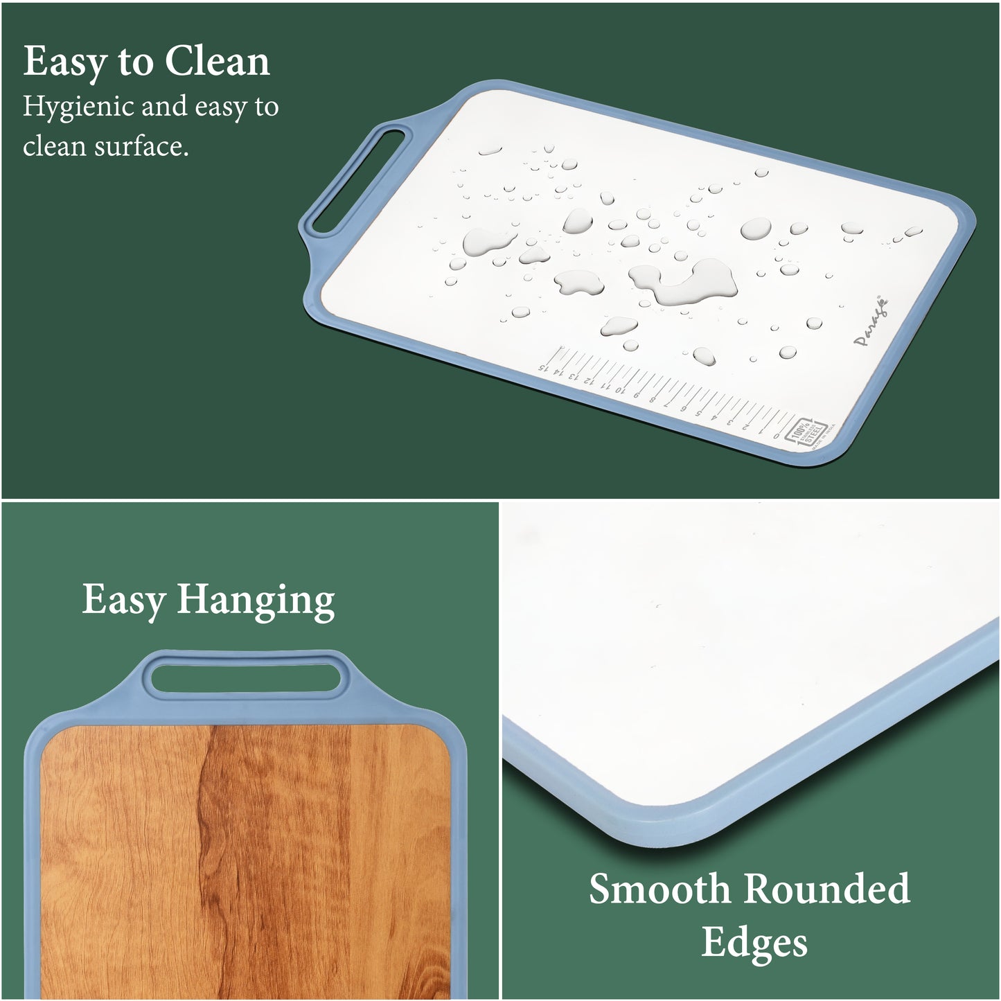 2-in-1 Reversible Chopping Board | Stainless Steel + Wooden Dual-Side Cutting Board | Hygienic, Anti-Slip, Heavy-Duty Board for Meat, Vegetables, Fruits & Kitchen Use | 37 x 23.5 cm
