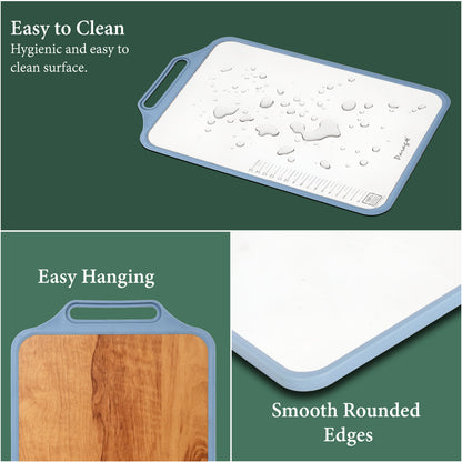 2-in-1 Reversible Chopping Board | Stainless Steel + Wooden Dual-Side Cutting Board | Hygienic, Anti-Slip, Heavy-Duty Board for Meat, Vegetables, Fruits & Kitchen Use | 37 x 23.5 cm