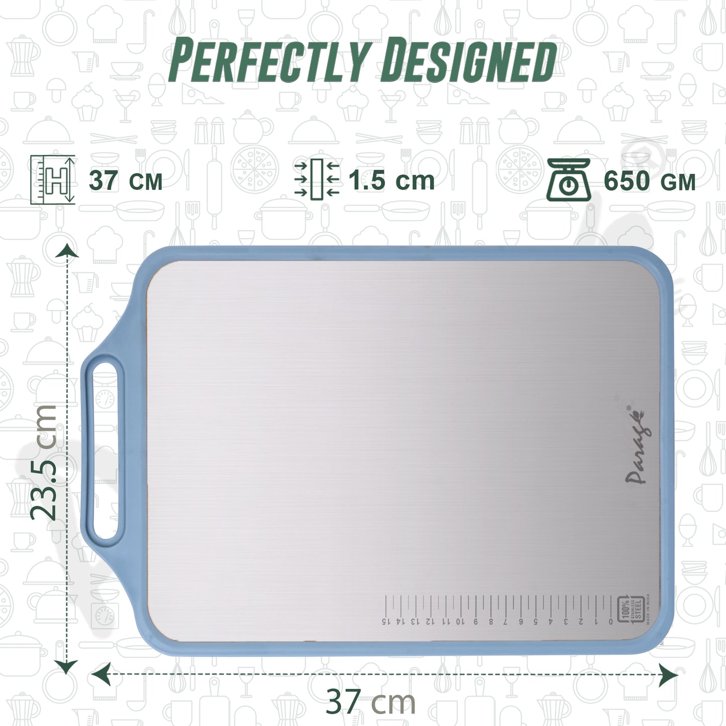 2-in-1 Reversible Chopping Board | Stainless Steel + Wooden Dual-Side Cutting Board | Hygienic, Anti-Slip, Heavy-Duty Board for Meat, Vegetables, Fruits & Kitchen Use | 37 x 23.5 cm