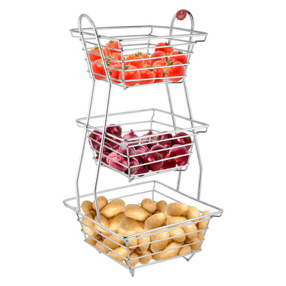 3-Tier Stainless Steel Fruit Basket - Square, Kitchen & Dining Table Stand