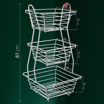 3-Tier Stainless Steel Fruit Basket - Square, Kitchen & Dining Table Stand