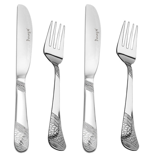 4pc Stainless Steel Knife Fork Set | 3mm Imperial | Silver