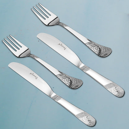 4pc Stainless Steel Knife Fork Set | 3mm Imperial | Silver