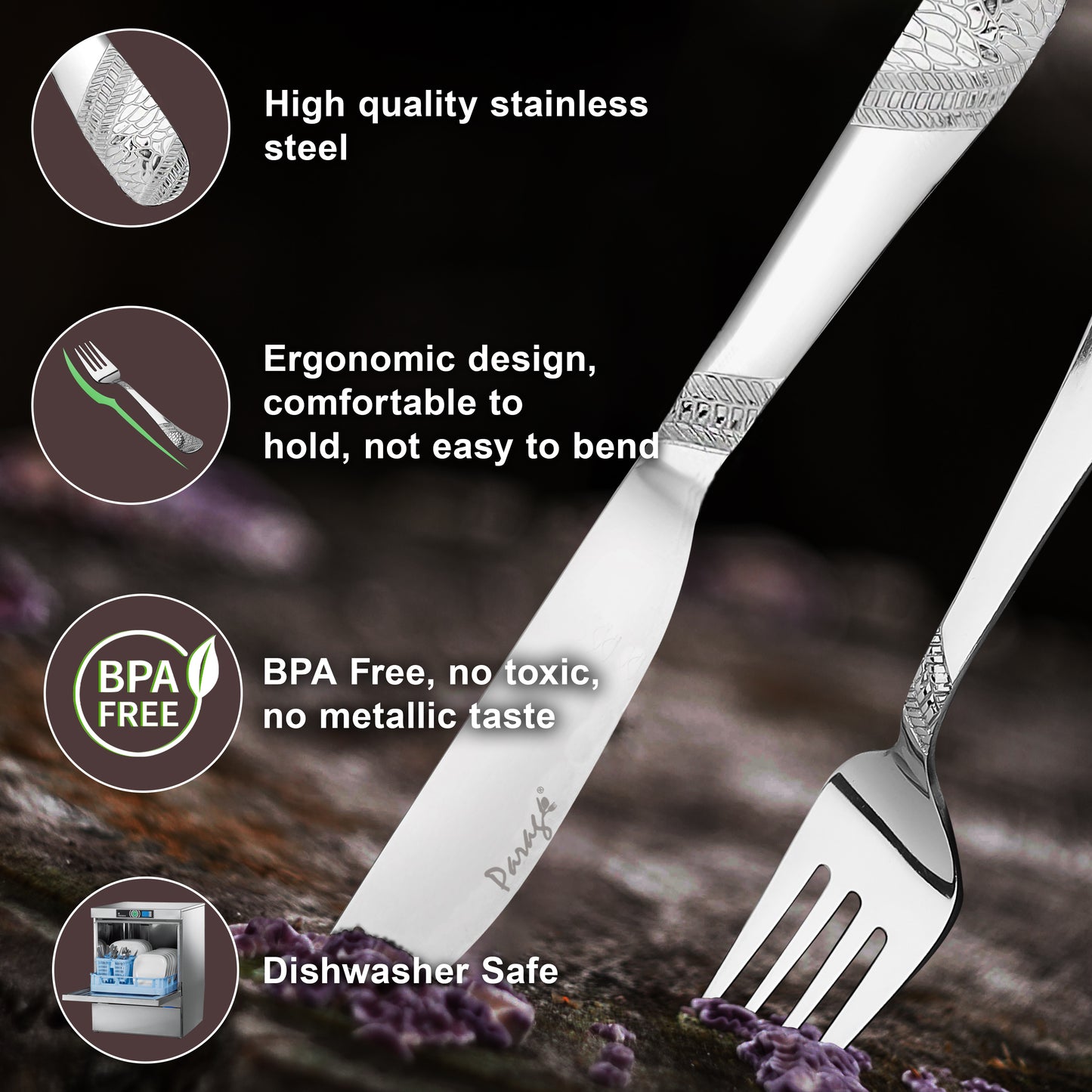 4pc Stainless Steel Knife Fork Set | 3mm Imperial | Silver