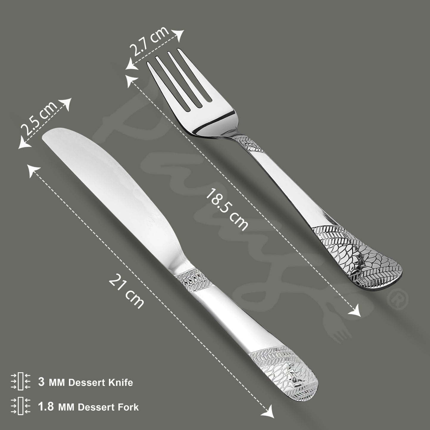 4pc Stainless Steel Knife Fork Set | 3mm Imperial | Silver