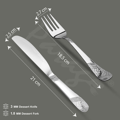 4pc Stainless Steel Knife Fork Set | 3mm Imperial | Silver