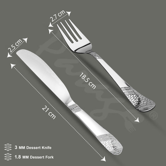 4pc Stainless Steel Knife Fork Set | 3mm Imperial | Silver