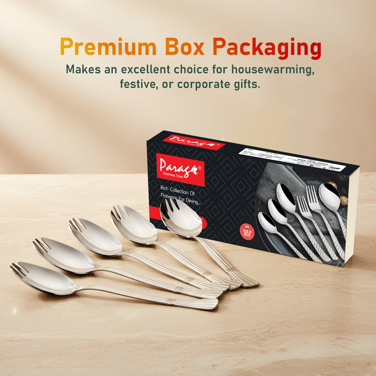 6 Pcs 3-in-1 Stainless Steel Spork Set | Spoon Fork Combo for Soup & Noodles