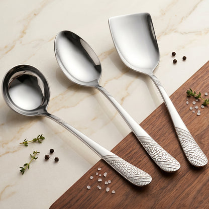Serving Spoon Set | 3 piece | Stainless Steel | Silver | Heavy Gauge