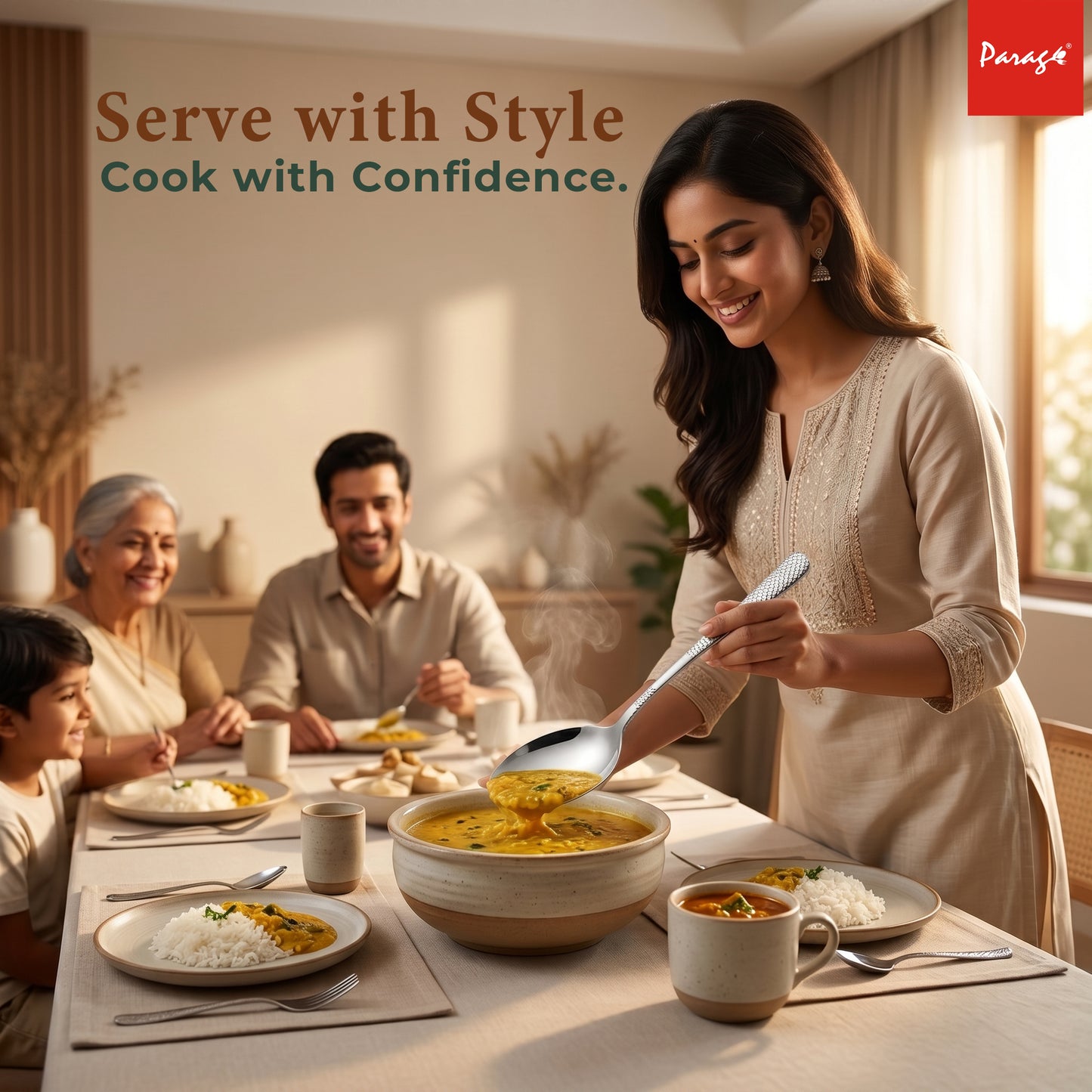 Serving Spoon Set | 3 piece | Stainless Steel | Silver | Heavy Gauge