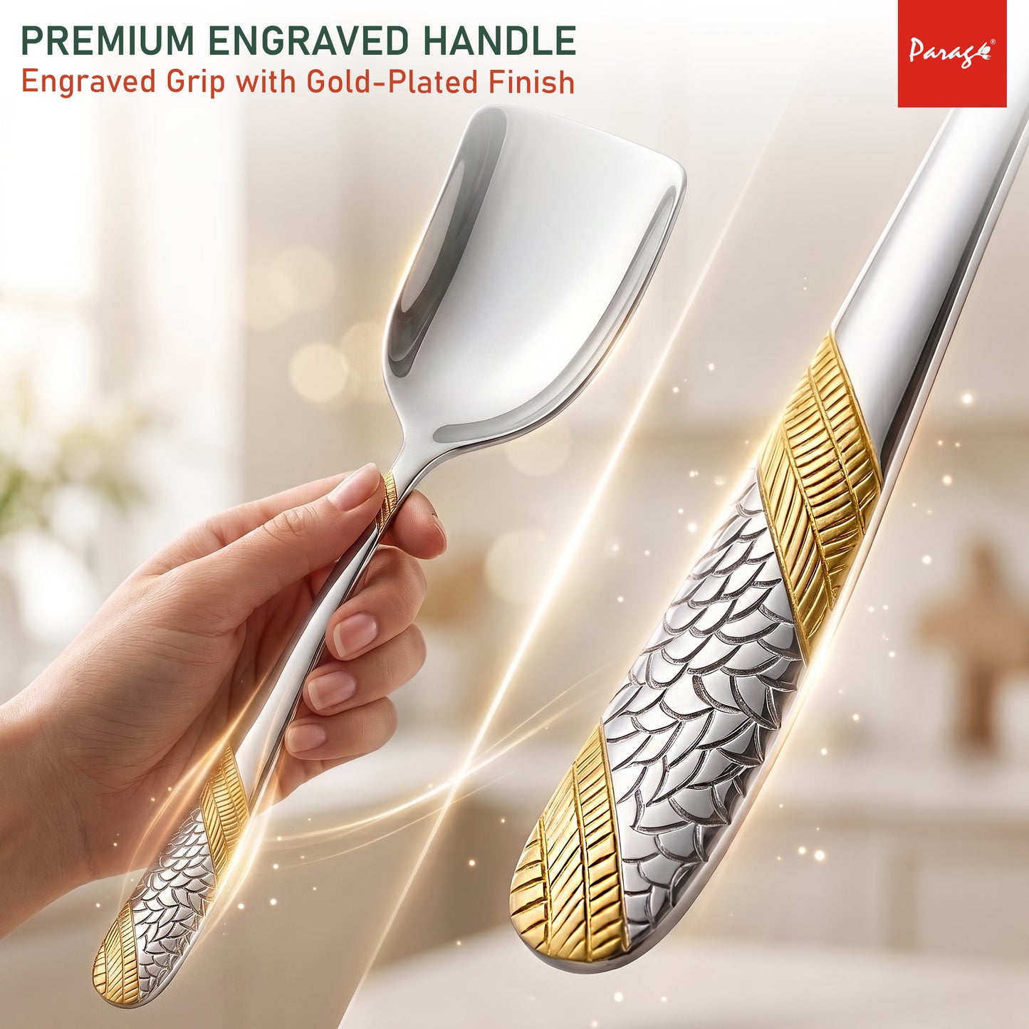 Serving Spoon Set | 1.8mm, 3 piece | Stainless Steel | Gold | Heavy Gauge