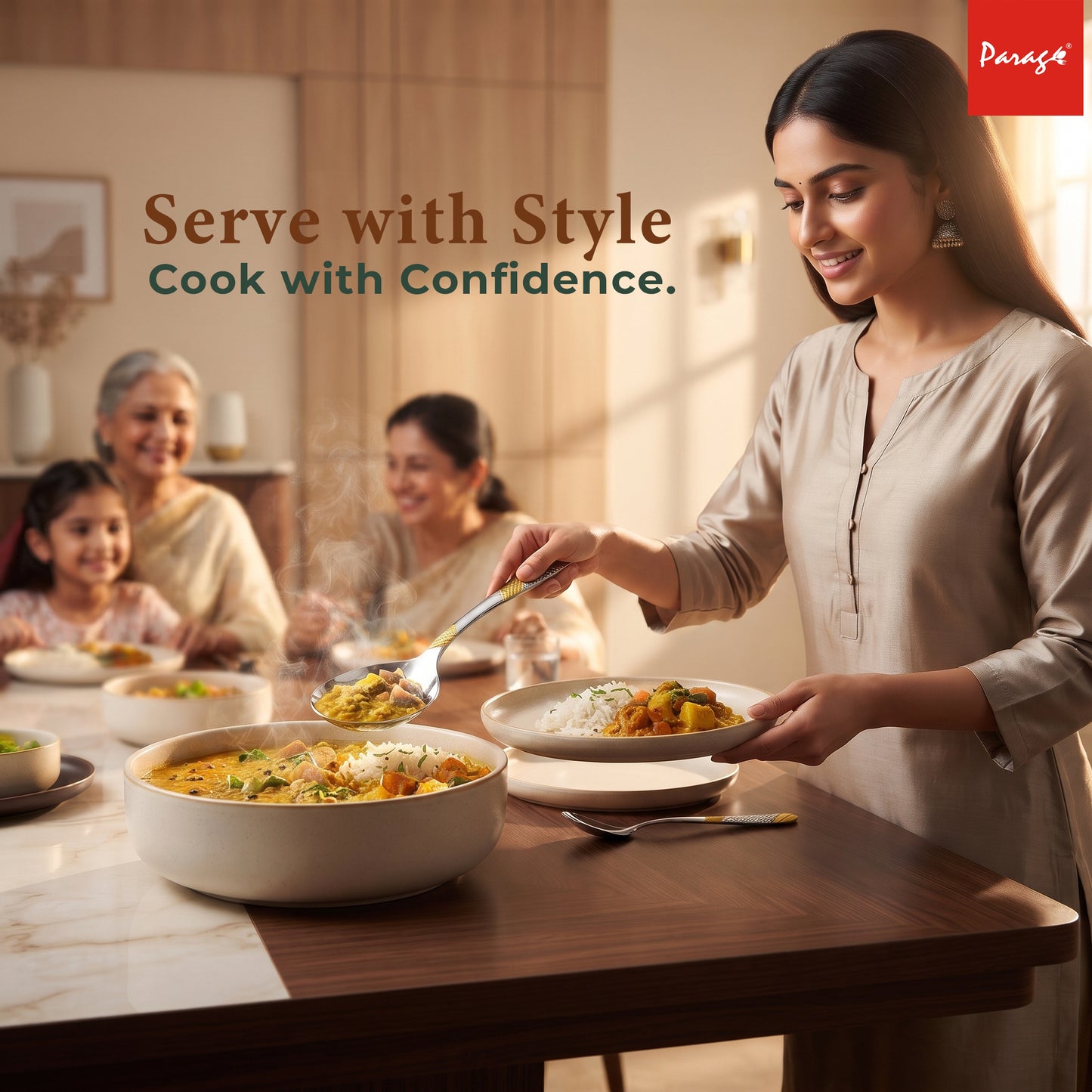 Serving Spoon Set | 1.8mm, 3 piece | Stainless Steel | Gold | Heavy Gauge