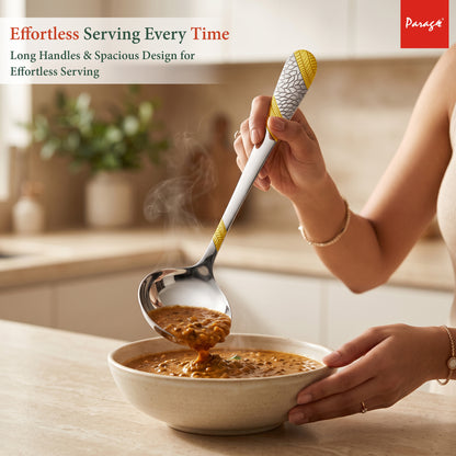 Serving Spoon Set | 1.8mm, 3 piece | Stainless Steel | Gold | Heavy Gauge