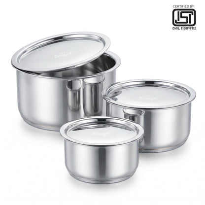 Saucepan | 1l, 1.3l, 2l | Stainless Steel | Silver | Tope Set