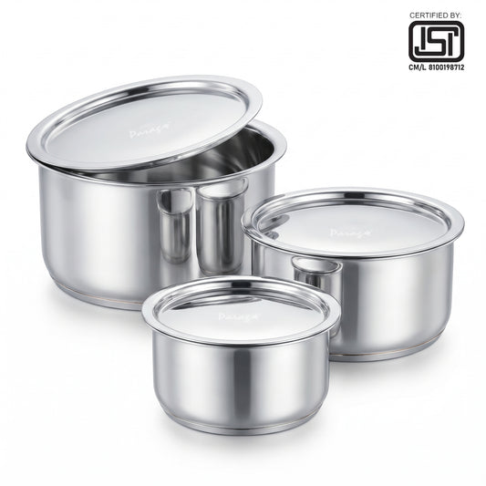 Saucepan | 1l, 1.3l, 2l | Stainless Steel | Silver | Tope Set