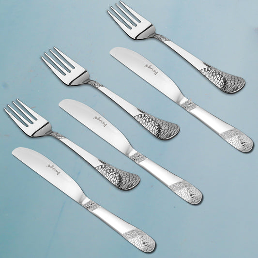 6pc Stainless Steel Knife Fork Set | 3mm Imperial | Silver