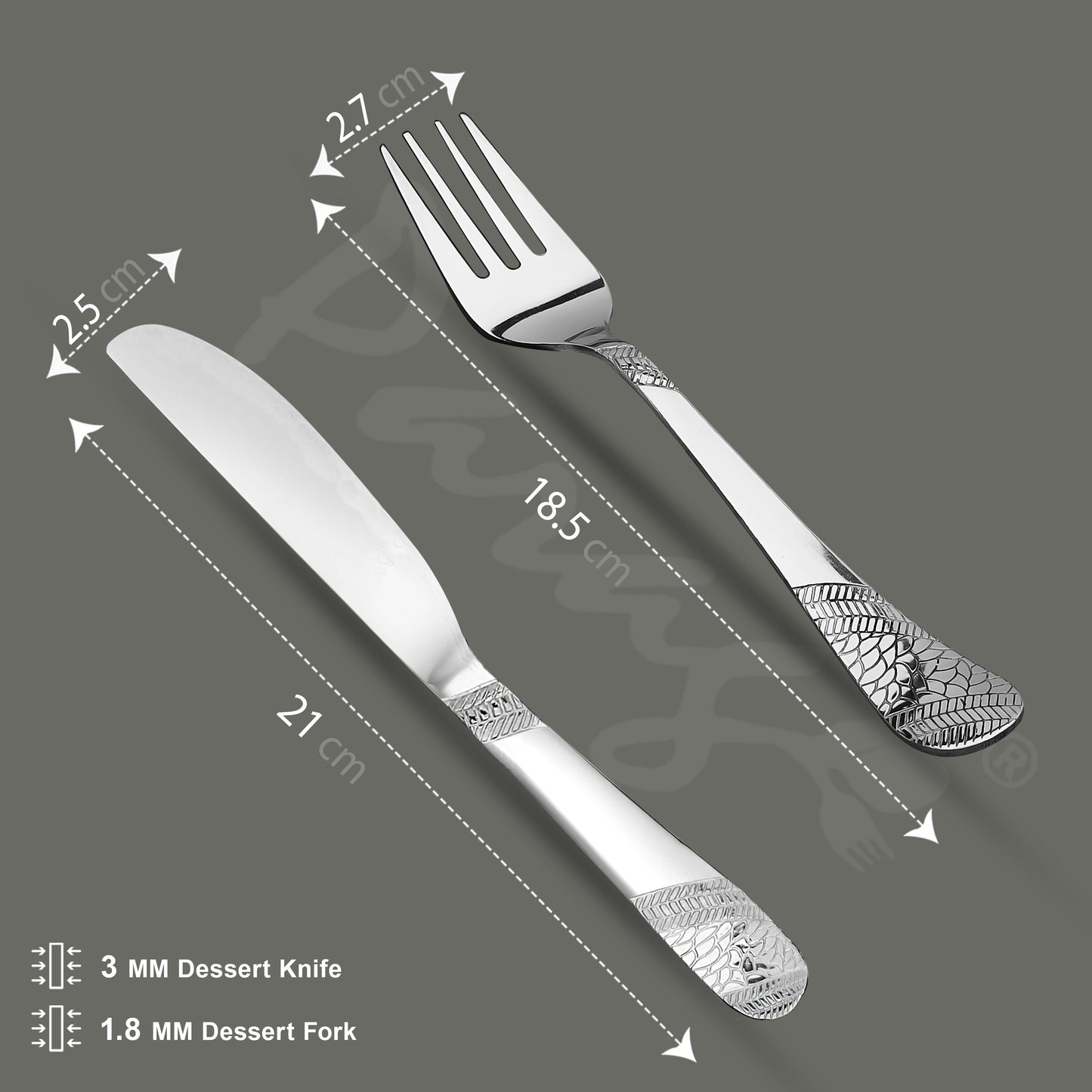 6pc Stainless Steel Knife Fork Set | 3mm Imperial | Silver