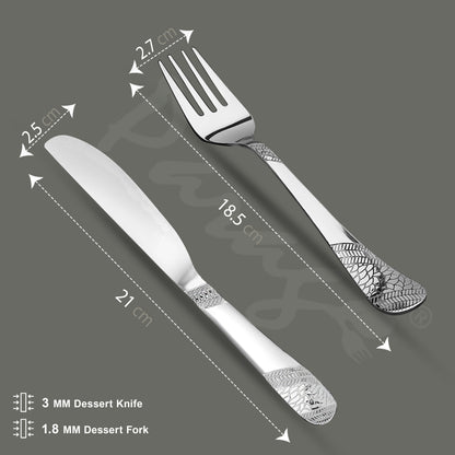 6pc Stainless Steel Knife Fork Set | 3mm Imperial | Silver