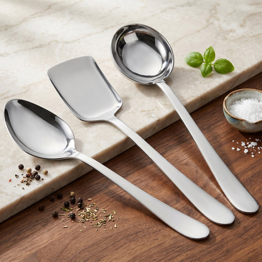 Serving Spoon Set | 1.8mm, 3 piece | Stainless Steel | Silver | Heavy Gauge