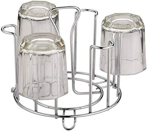 Stainless Steel Glass Holder Stand | 6 Glass Tumbler Rack for Kitchen Chrome GLASSSTAND 2