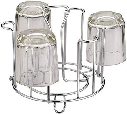 Stainless Steel Glass Holder Stand | 6 Glass Tumbler Rack for Kitchen Chrome GLASSSTAND 2