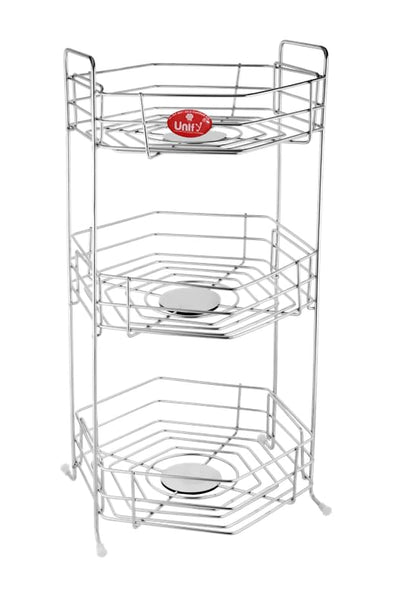 Stainless Steel 3-Tier Fruits & Vegetables Basket | Kitchen & Pantry Storage Organizer (Hexa) HEXA3BSKTE 1