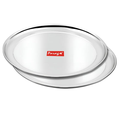 2pc Stainless Steel Raj Bhog Plate | 12in Heavy Gauge | Silver2PCRB12PL1 1