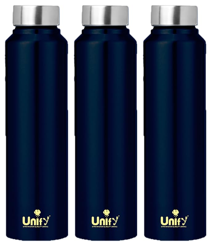 Stainless Steel Water Bottle 1L (Set of 3, Blue) | Leak-Proof for Home, Gym & Travel 3SATURNBLUE 1