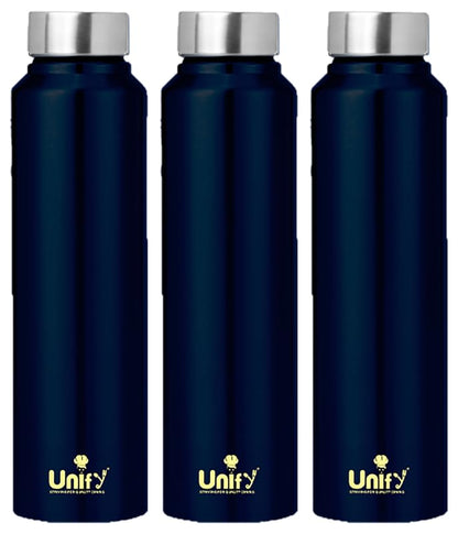 Stainless Steel Water Bottle 1L (Set of 3, Blue) | Leak-Proof for Home, Gym & Travel 3SATURNBLUE 1