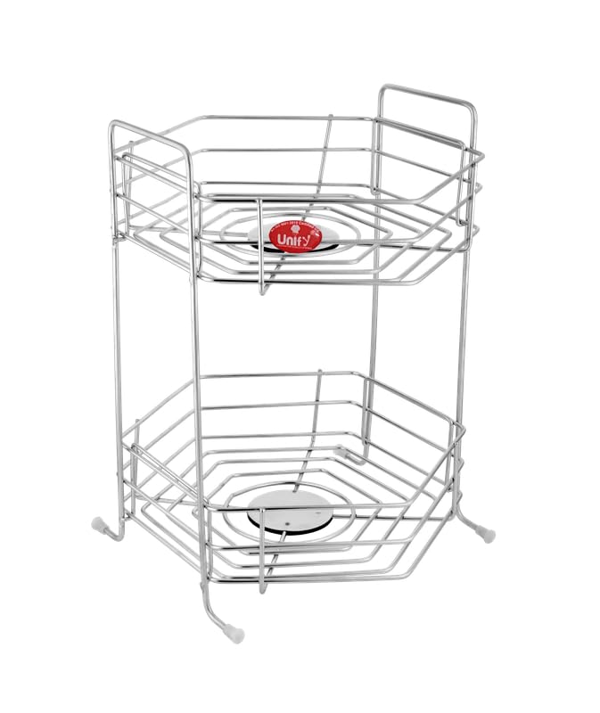 Stainless Steel 2-Tier Fruits & Vegetables Basket | Kitchen Storage Rack Organizer (Chrome) HEXA2BSKTC 2