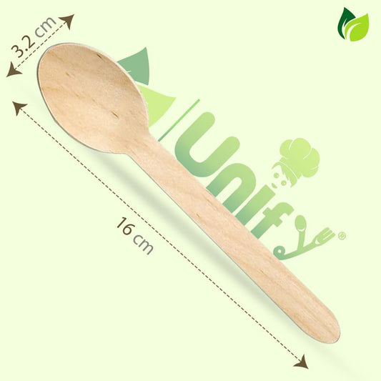 200-Pack 160mm Disposable Wooden Spoons | Eco-Friendly, Biodegradable & Compostable Cutlery - Ideal for Birthday, Wedding & Party