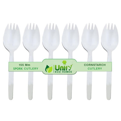 100pc Biodegradable Cornstarch Spork Set | Eco-FriendlyCPSPORK1001 1