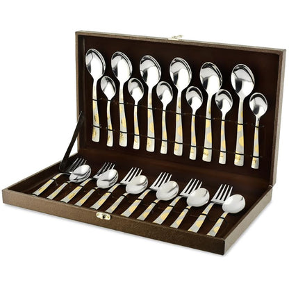 24pc Stainless Steel Golden Cutlery | Gift Box | Moonpress